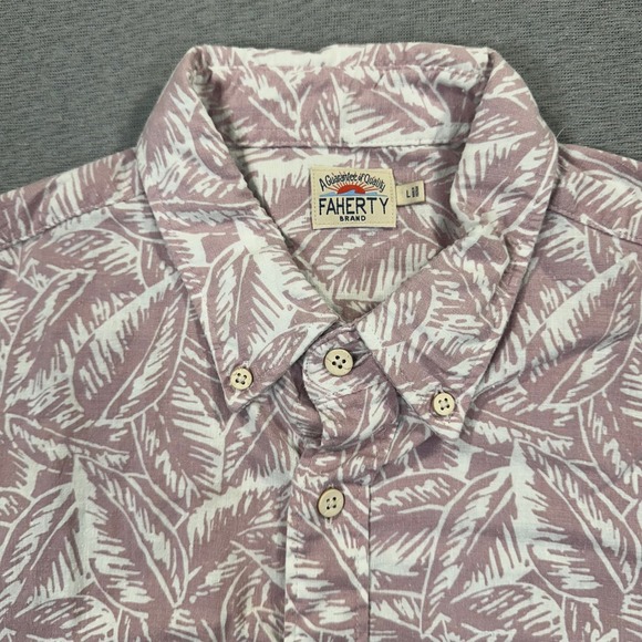 Faherty Brand Other - Faherty Shirt Men's L Pink Floral Short Sleeve Button Down Casual Hawaiian AOP